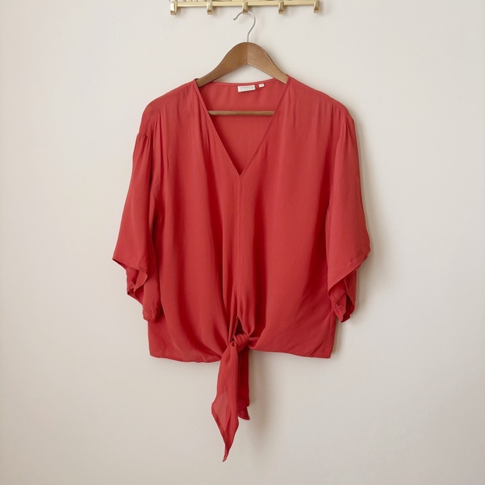 Spartina 449 Delilah Paprika Tie Front Blouse Small Coastal Summer
